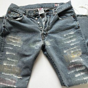 G BRAND JEANS SZ 34 MADE IN ITALY DISTRESSED MULTICOLOR RARE